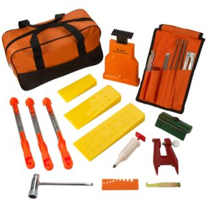 Katzco Deluxe Chainsaw Sharpener Kit with Storage Bag - 20 Pieces - Sharpening Set for Wood, Bone, PVC, Tree Pruning, Camping, Hunting, Toolbox, Bushcraft, Landscaping, Yard Work, and Survival Gear