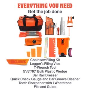 Katzco Deluxe Chainsaw Sharpener Kit with Storage Bag - 20 Pieces - Sharpening Set for Wood, Bone, PVC, Tree Pruning, Camping, Hunting, Toolbox, Bushcraft, Landscaping, Yard Work, and Survival Gear