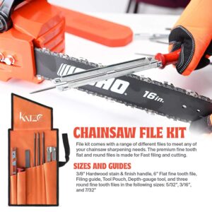 Katzco Deluxe Chainsaw Sharpener Kit with Storage Bag - 20 Pieces - Sharpening Set for Wood, Bone, PVC, Tree Pruning, Camping, Hunting, Toolbox, Bushcraft, Landscaping, Yard Work, and Survival Gear