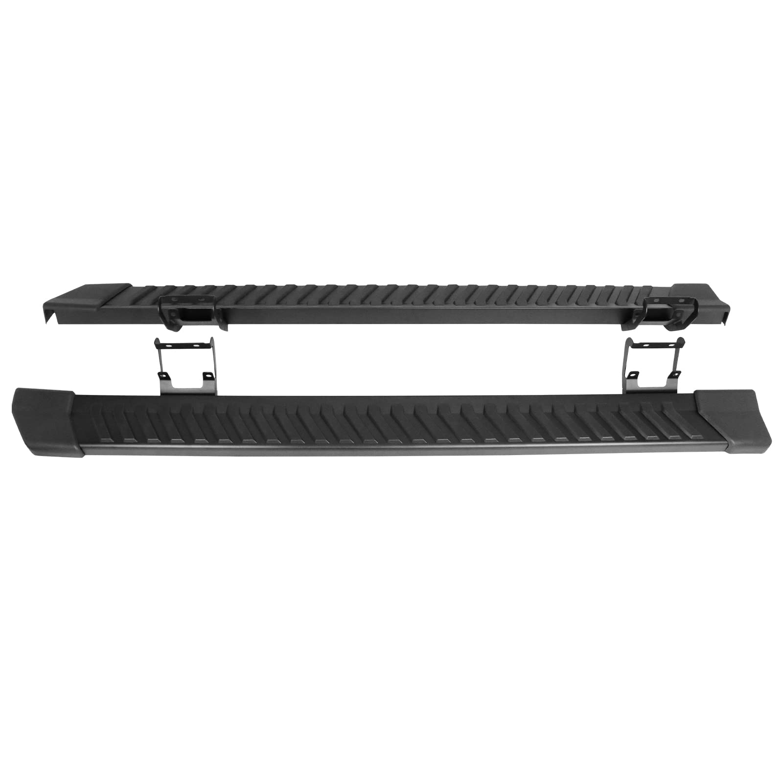 IKON MOTORSPORTS, Running Boards Compatible with 2015-2022 Ford F150 Super Cab, V Style Black Steel Side Step Bar Nerf Bar