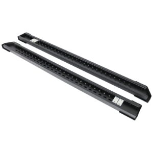 IKON MOTORSPORTS, Running Boards Compatible with 2015-2022 Ford F150 Super Cab, V Style Black Steel Side Step Bar Nerf Bar