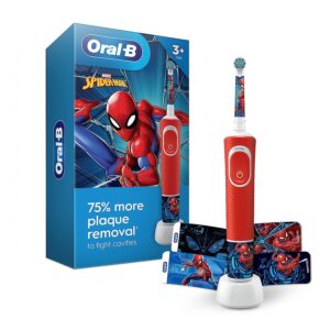 oral-b kids electric toothbrush featuring marvel's spiderman, for kids 3+