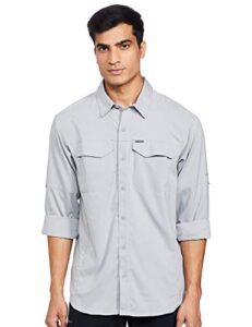 columbia men's silver ridge lite long sleeve shirt, uv sun protection, moisture wicking fabric, columbia grey, 4x tall
