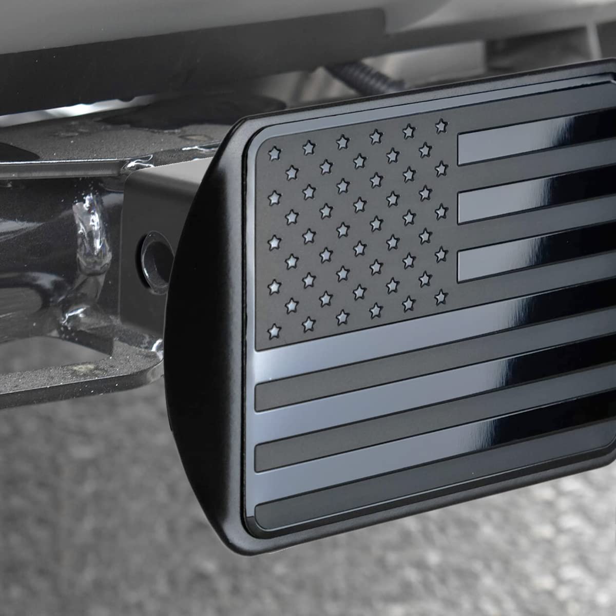 VaygWay American Flag Hitch Cover- Metal USA Flag Trailer Hitch Cover - Patriotic Flag Plug Hitch Cover