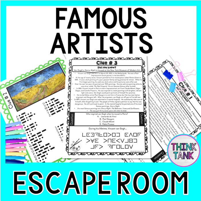 Famous Artists Escape Room - da Vinci, Matisse, Kandinsky, van Gogh