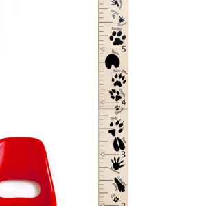 HEADWATERS STUDIO Kids Wooden Wall Growth Chart, Boys and Girls - Height Chart & Height Measurement Ruler for Wall - Kids Nursery Wall Decor and Room Hanging Wall Decor - Natural w/Animal Tracks