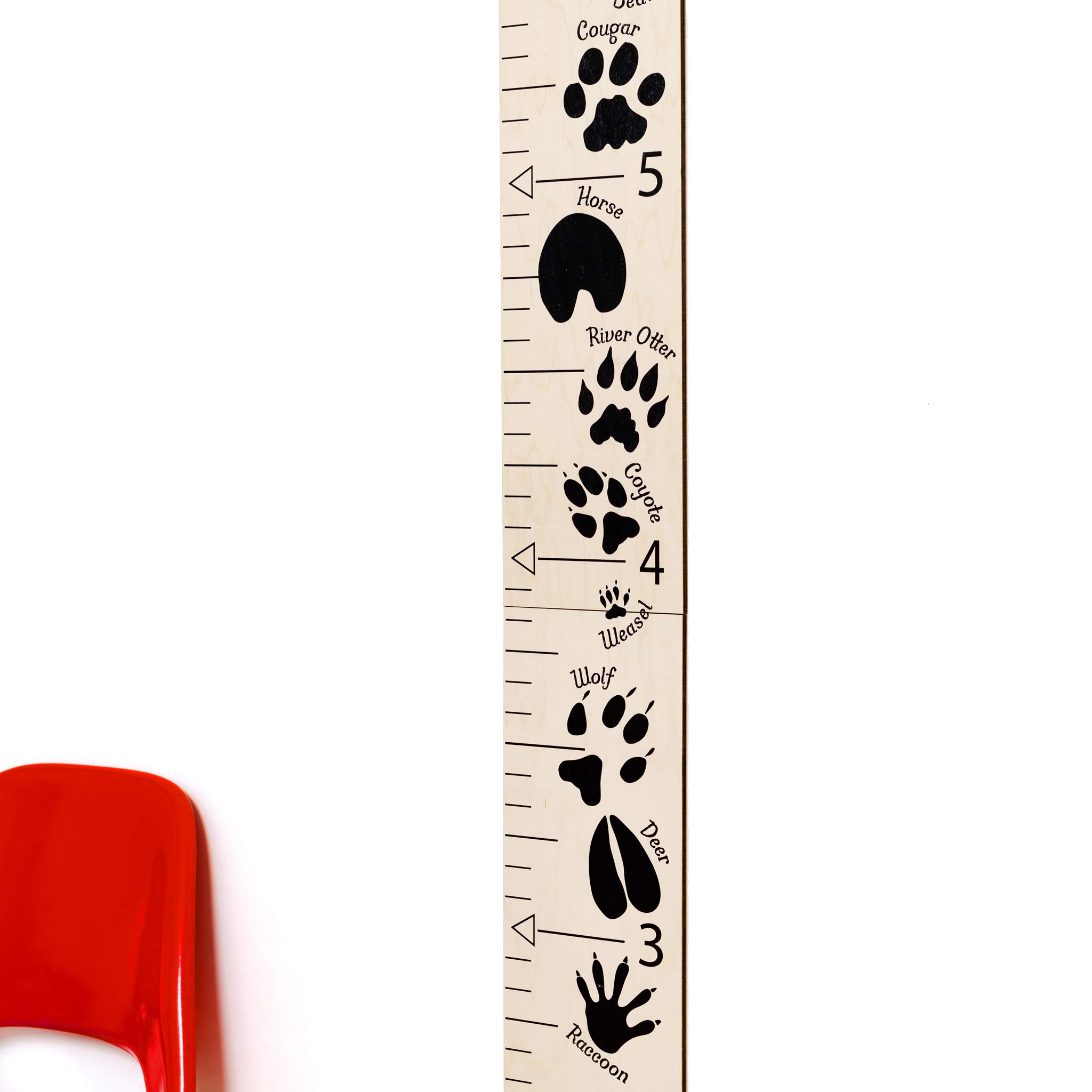 HEADWATERS STUDIO Kids Wooden Wall Growth Chart, Boys and Girls - Height Chart & Height Measurement Ruler for Wall - Kids Nursery Wall Decor and Room Hanging Wall Decor - Natural w/Animal Tracks