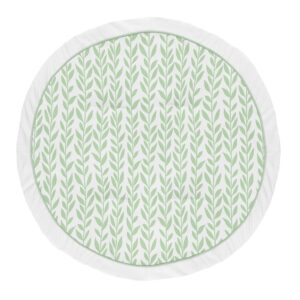 sweet jojo designs floral leaf girl baby playmat tummy time infant play mat - green and white boho farmhouse