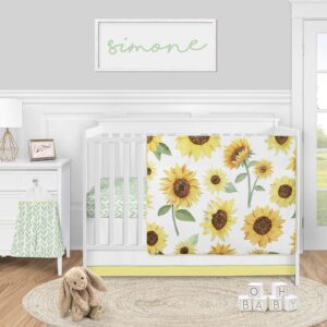 Sweet Jojo Designs Floral Leaf Girl Baby Playmat Tummy Time Infant Play Mat - Green and White Boho Farmhouse