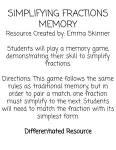 simplifying fractions memory