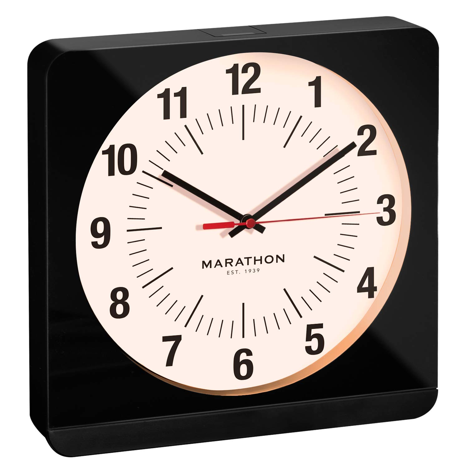 MARATHON Studio Edition Jumbo 12 Inch Analog Wall Clock with Auto Night-Light