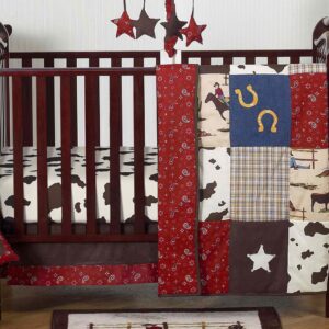 Sweet Jojo Designs Wild West Bandana Boy Baby Playmat Tummy Time Infant Play Mat - Red and Brown Western Southern Country Cowboy