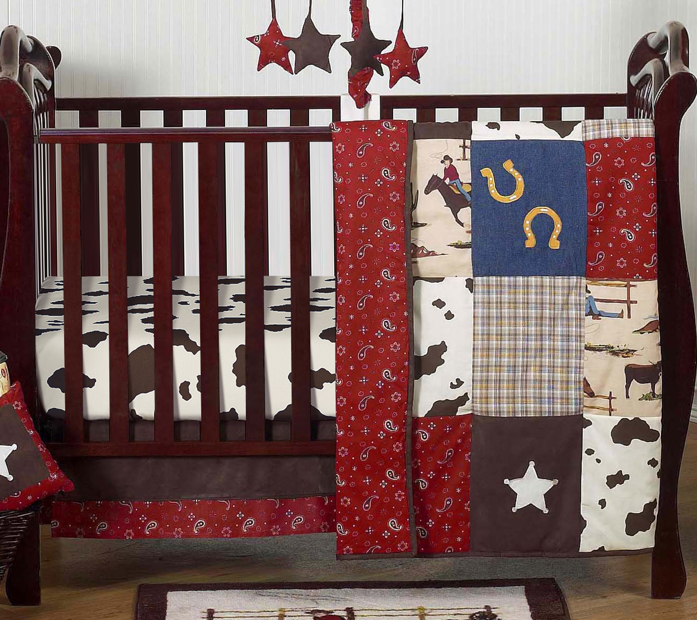 Sweet Jojo Designs Wild West Bandana Boy Baby Playmat Tummy Time Infant Play Mat - Red and Brown Western Southern Country Cowboy