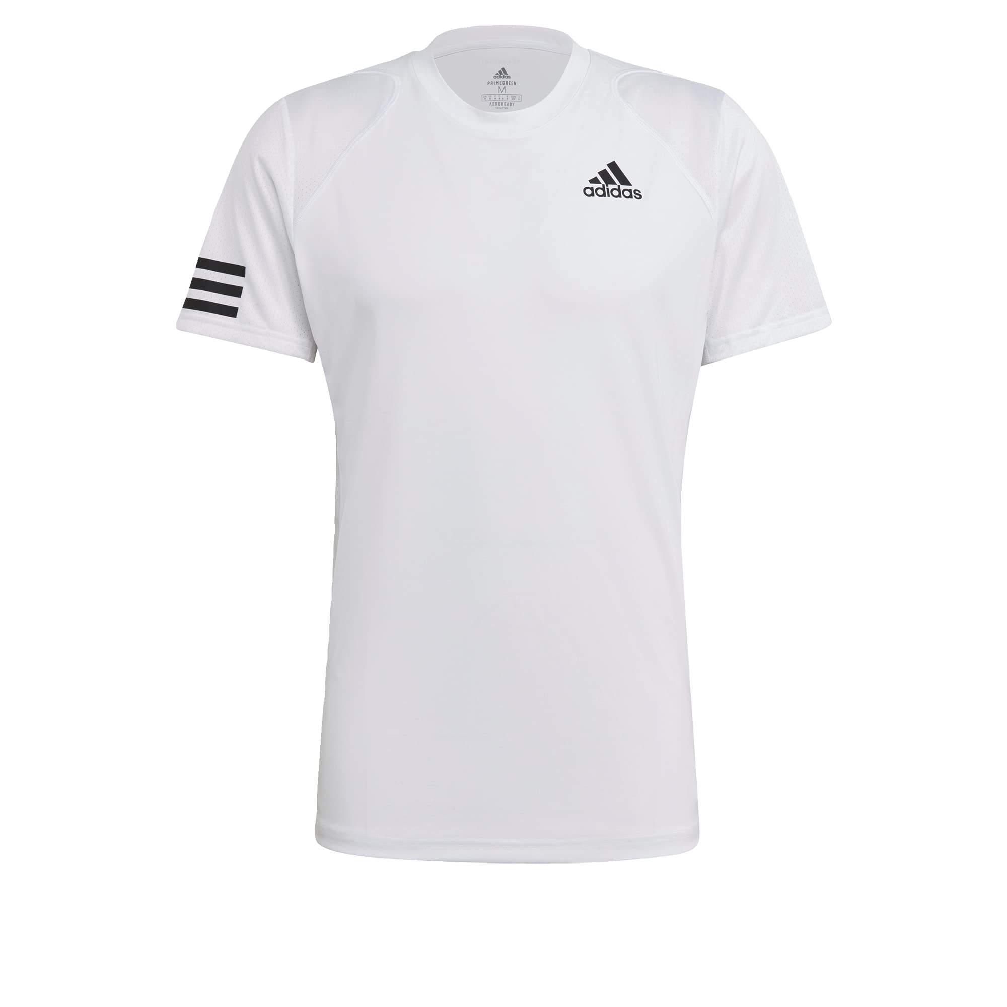 adidas Men's Club Tennis 3-Stripes Tee, White/Black, Small
