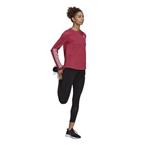 adidas Women's Own The Run 3-Stripes Long Sleeve, Wild Pink, Small