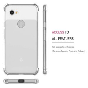 Google Pixel 3 XL Clear Shock Proof Case with 4 Reinforced Corner Cushions Soft TPU Silicone Shock Absorption Bumper Pixel 3XL Cover (Clear)