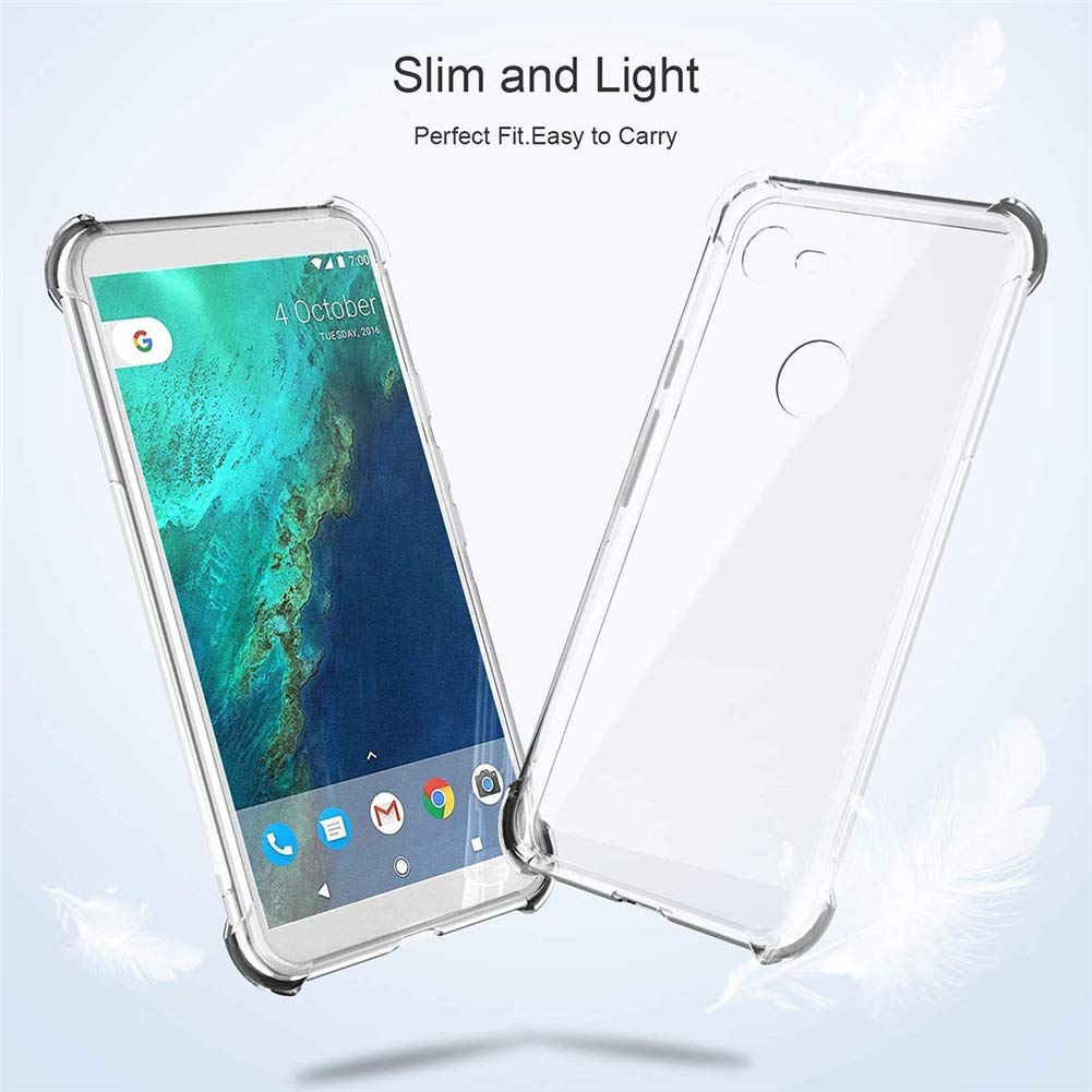 Google Pixel 3 XL Clear Shock Proof Case with 4 Reinforced Corner Cushions Soft TPU Silicone Shock Absorption Bumper Pixel 3XL Cover (Clear)