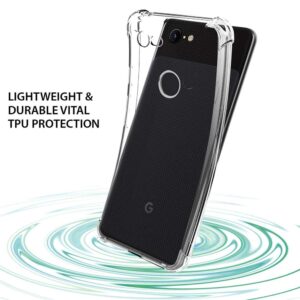 Google Pixel 3 XL Clear Shock Proof Case with 4 Reinforced Corner Cushions Soft TPU Silicone Shock Absorption Bumper Pixel 3XL Cover (Clear)