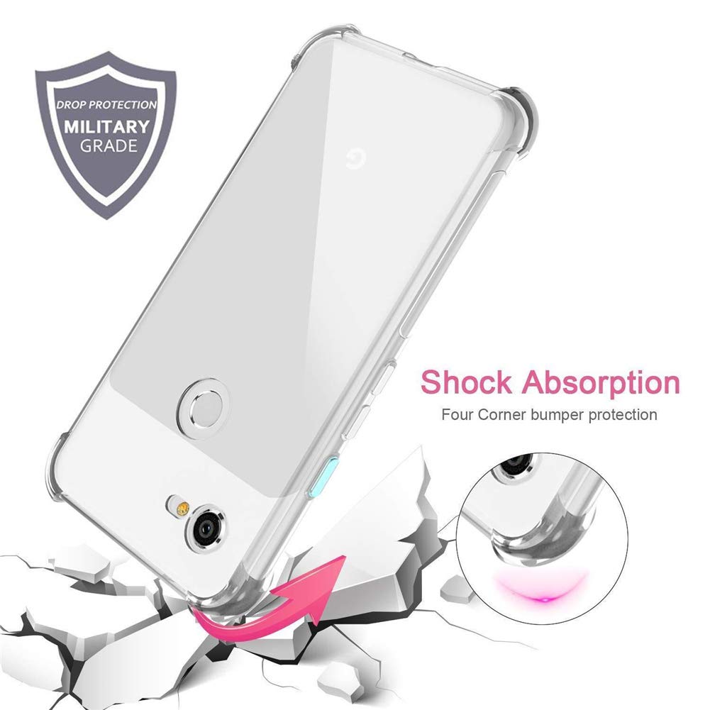 Google Pixel 3 XL Clear Shock Proof Case with 4 Reinforced Corner Cushions Soft TPU Silicone Shock Absorption Bumper Pixel 3XL Cover (Clear)