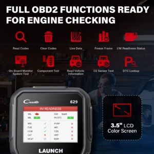 LAUNCH CR629 OBD2 Scanner Newest 2023 Scan Tool with Reset Oil/BMS Service+Live Data, Professional Mechanic Full OBDII Diagnostic Code Reader for Read/Clear DTCs Lifetime Free Update