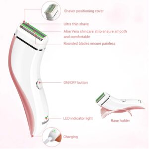 Electric Razor for Women, Nicare Women Electric Shaver with 3-1 Shaving Blade for Bikini Trimmer Body Hair Removal for Legs and Underarms Rechargeable Painless Cordless Wet and Dry Use