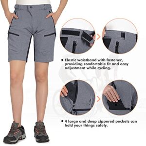 Cycorld Women's-Mountain-Bike-Shorts Baggy-Fashion-Breathable with Zip Pockets（Grey,Small）