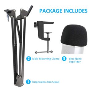 Yeti Nano Mic Stand with Pop Filter - Microphone Boom Arm Stand with Foam Cover Windscreen for Blue Yeti Nano Mic by YOUSHARES