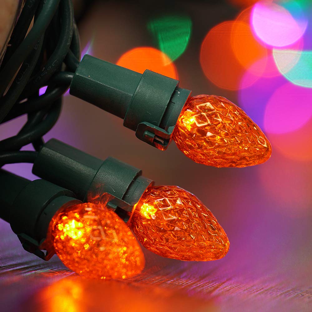 BOHON Halloween String Lights 50 LEDs Orange Lights UL Certified Christmas Lights Green Wire Halloween Lights Plug-in for Indoor Outdoor Halloween Decorations Thanksgiving Tree Carnival Decor