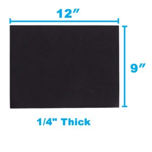 24 Ct Sheets Black EVA Cosplay Foam in 9” x 12’’ Sheets; High Density Thick Foam 85 kg/m³, 6mm (1/4”); Great for Costumes, Props, Armor, Masks, Arts and Crafts Projects