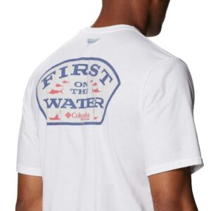 Columbia Men's PFG First Water Graphic Short Sleeve, White/Offshore, Large