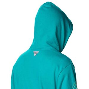 Columbia Men's PFG Running Line Hoodie, Tropic Water/Lime Glow Dorado, X-Large