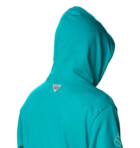 Columbia Men's PFG Running Line Hoodie, Tropic Water/Lime Glow Dorado, X-Large