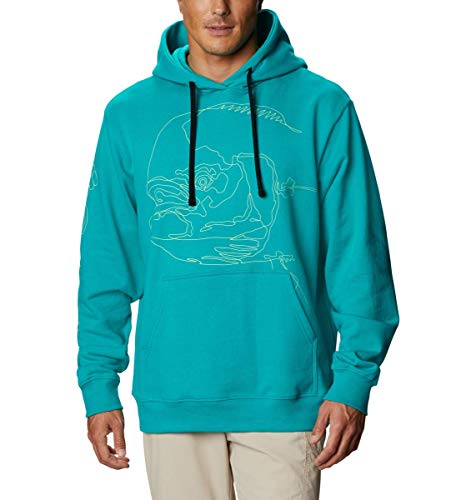 Columbia Men's PFG Running Line Hoodie, Tropic Water/Lime Glow Dorado, X-Large