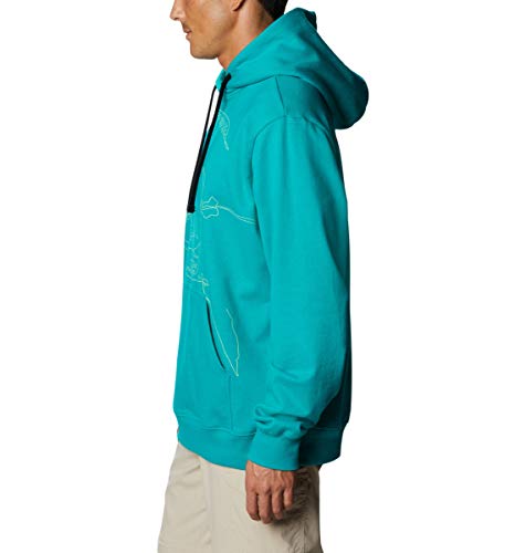 Columbia Men's PFG Running Line Hoodie, Tropic Water/Lime Glow Dorado, X-Large