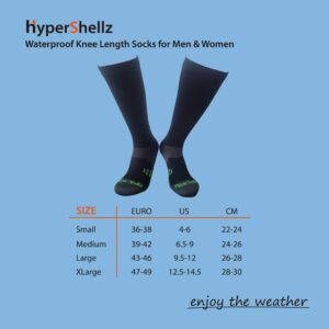 HyperShellz Waterproof Socks for Men & Women Knee High Length (Black-Green, X-Large)