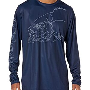 Columbia Men's Terminal Tackle PFG Running Line Long Sleeve, Dolphin/Lime Glow Dorado, Large