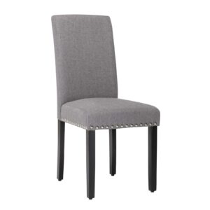 LSSBOUGHT Upholstered Dining Chairs with Solid Wood Legs and Nailed Trim Set of 4 (Gray)