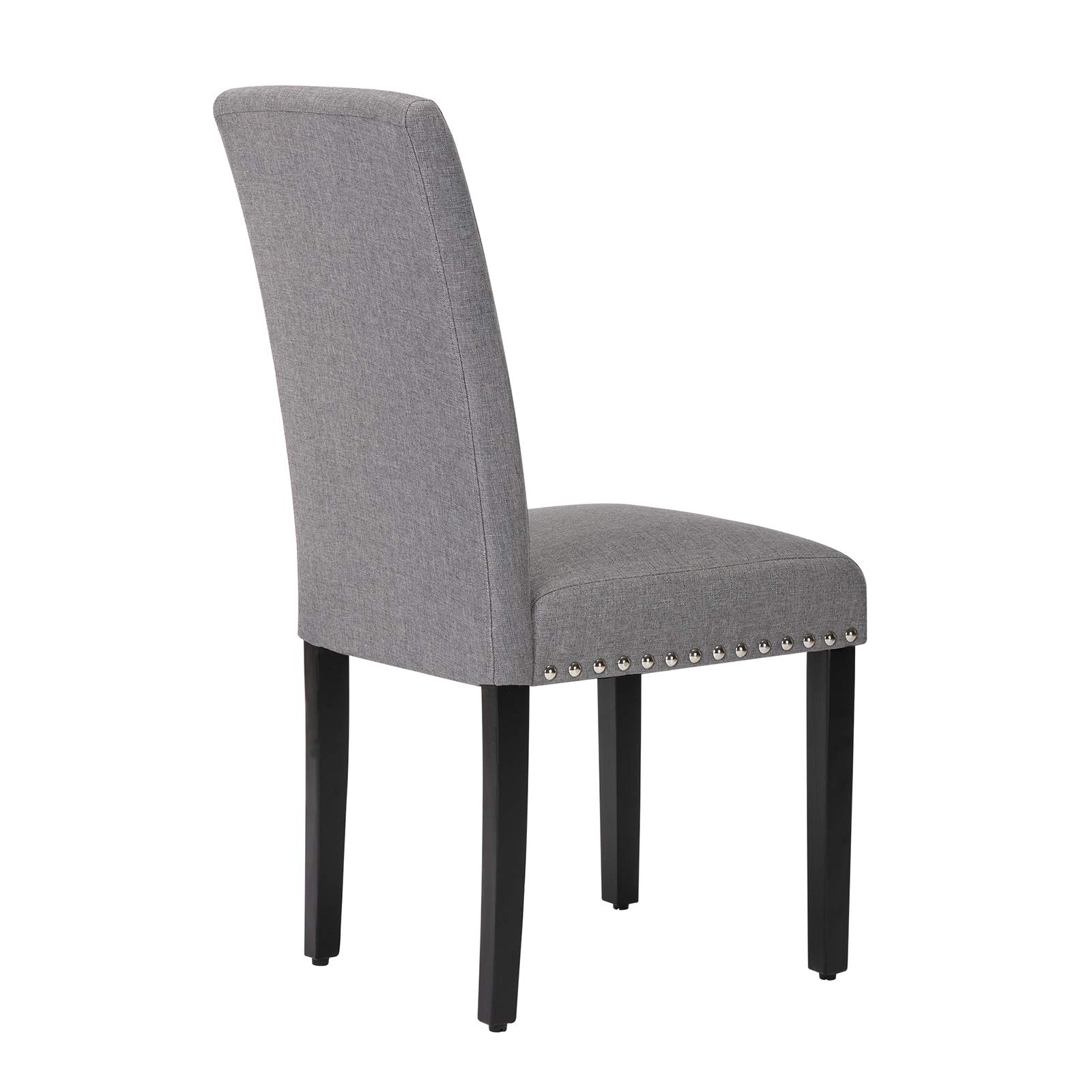 LSSBOUGHT Upholstered Dining Chairs with Solid Wood Legs and Nailed Trim Set of 4 (Gray)