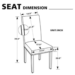 LSSBOUGHT Upholstered Dining Chairs with Solid Wood Legs and Nailed Trim Set of 4 (Gray)