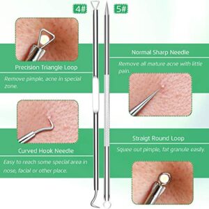 5PCS Blackhead Remover Comedone Extractor, Curved Blackhead Tweezers Kit, Professional Stainless Pimple Acne Blemish Removal Tools Kit