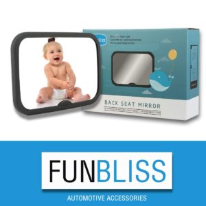 Funbliss Baby Mirror for Car, Safety Car Seat Mirror for Baby Rear Facing with Anti-vibration, Shatterproof, Crash Tested and Certified,Black