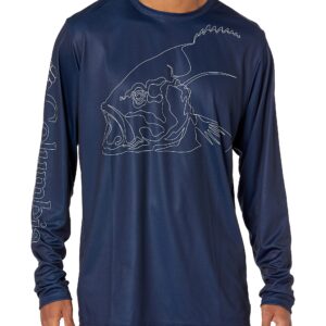 Columbia Men's Terminal Tackle PFG Running Line Long Sleeve, Red Spark/White Bass, Small
