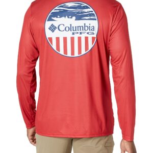 Columbia Men's Terminal Tackle PFG Patriot Long Sleeve, Red Spark/Bass, XX-Large