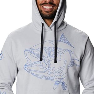 Columbia Men's PFG Running Line Hoodie, Cool Grey/Vivid Blue Tuna, Medium