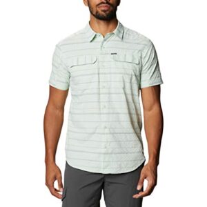 Columbia Men’s Silver Ridge Short Sleeve Seesucker Shirt, Moisture Wicking, Sun Protection, Sea Sprite Stripe, X-Large