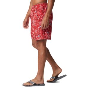 Columbia PFG Men’s Super Backcast Water Shorts, Quick Dry, Sun Protection, Red Spark Americana Fishing Print, Medium