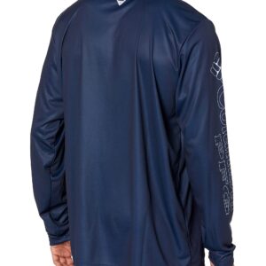 Columbia Men's Terminal Tackle PFG Running Line Long Sleeve, White/Collegiate Navy Sailfish, Small