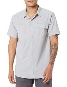 columbia men's viewmont stretch short sleeve, columbia grey heather, large