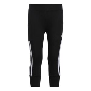 adidas girls stripe jogger 7/8" tights leggings, black, large slim us