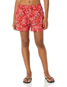 columbia women's w super backcast water short, red spark fish flag print, large x 5